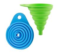 Lotsdonxia 2 Pcs Collapsible Silicone Funnels - Foldable, Space-Saving Kitchen Funnel Set | Food-Grade, Dishwasher Safe | for Liquids, Powders & Skincare (Blue & Green)