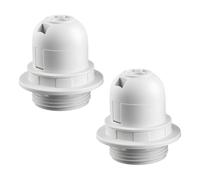 Lotsdonxia 2 Pcs E27 Lamp Holder, White Plastic and Metal Screw Fitting Bulb Socket, Removable Shade Ring, Easy DIY Replacement for Home, Office, Patio Lighting