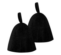 Lotsdonxia 2 Pcs Felted Sauna Hats for Women & Men - Natural Style Breathable Steam Bath Cap with Moisture-Wicking Design, Thermal Protection for Spa, Sauna & Hot Springs (Black)
