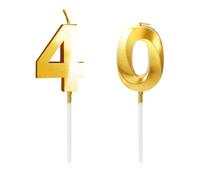 Lotsdonxia 2 Pcs Gold Digital Birthday Candles - Gold Smokeless Cake Candle for Birthday Celebration, Anniversary | Eco-Friendly (40th)