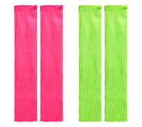 Lotsdonxia 2 PCS Knitted Leg Warmers,leg warmers,Exercise Yoga Leg Warmers,Neon colored leggingsn for Warmth, Leg Protection and Role-Playing(Green,Rose Red)