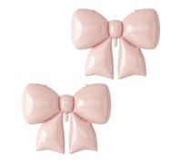 Lotsdonxia 2 Pcs Large Bow Balloons - Aluminium Foil Bows with Ribbon and Straw, Elegant Coquette Decor for Wedding, Engagement and Birthday Parties (Pink)