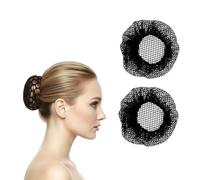 Lotsdonxia 2 Pcs Mesh Crochet Hair Nets for Buns - Breathable Cotton-Polyester Fiber Bun Net to Protect Curls, Braids & Styles for Dancer, Bank Clerk, Nurse and Ice Skater (Black)
