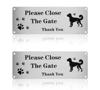 Lotsdonxia 2 Pcs Please Close The Gate Sign for Dog Owners - 25x9cm Reflective Aluminium Warning Sign with Paw Prints, UV Resistant & Waterproof for Outdoor Fence, Wall or Garden Gate