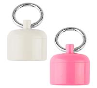 Lotsdonxia 2 Pcs Portable Ring & Jewellery Storage Box - Travel-Ready ABS Holder with Keychain, Protective Compact Case for Jewellery Care (Pink+White)
