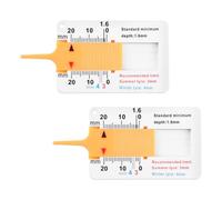 Lotsdonxia 2 Pcs Portable Tyre Tread Depth Gauge, 0-20mm Range - Battery-Free, Keychain Design for Car, Motorcycle & Truck Tyres