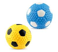 Lotsdonxia 2 Pcs Small Latex Squeaky Dog Ball - Interactive Chew Toy for Puppies & Small Dogs, Soft Rubber Football for Fetch & Play (Blue)
