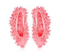 Lotsdonxia 2 Pcs Washable Dust Mop Slipper - Reusable Cleaning Shoe Covers for Home, Kitchen & Bathroom Non-Slip Chenille Fibre Effortless Floor Cleaning for Men, Women & Kids(Pink)