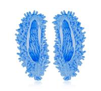 Lotsdonxia 2 Pcs Washable Dust Mop Slippers - Reusable Cleaning Shoe Covers for Home, Kitchen & Bathroom Non-Slip Chenille Fibre Effortless Floor Cleaning for Men, Women & Kids(Blue)