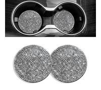 Lotsdonxia 2 Sets of Rhinestone-Adorned Car Cup MatSparkling Bling Car Mats丨Universal, Non-Slip Inserts for Car Cup Holders, Suitable for Cars, Kitchens, Home Offices-7cm（A）