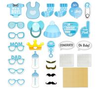 Lotsdonxia 25-Piece Unisex Baby Shower & Birthday Party Photo Booth Props Set for DIY Decorations Suitable for Both Baby Boys and Girls（A）