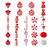Lotsdonxia 26 Pcs Christmas Hanging Foil Swirl Decorations - Red & White Candy Ceiling Hanging Spiral Decor for Xmas Party, Home, Classroom, Festive Event Decorations