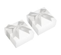 Lotsdonxia 2Pcs Bow Knot Jewellery Gift Box Set Elegant 7.5x7.5cm Presentation Boxes for Accessories Weddings, Christmas Special Occasions(Grey)