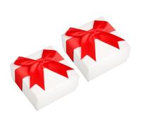 Lotsdonxia 2Pcs Bow Knot Jewellery Gift Box Set Elegant 7.5x7.5cm Presentation Boxes for Accessories Weddings, Christmas Special Occasions(Red)