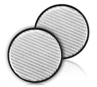 Lotsdonxia 2PCS Imitation Carbon Fiber Car Coasters, Universal Round Anti-Slip Mats for Car Cup Holders, PVC Car Accessories Designed for Women and Girls（Silver）
