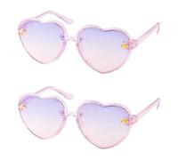 Lotsdonxia 2Pcs Kids Sunglasses - Heart UV400 Protection Sunglasses for Summer Beach, Parties and Outdoor Adventures (Purple)