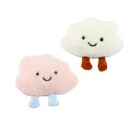 Lotsdonxia 2PCS Plush Cloud Brooch Set, White & Pink - Soft Brooch Pendant for Women's Bags, Backpacks