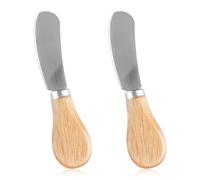 Lotsdonxia 2Pcs Smooth Wooden Butter Knife Set, Stainless Knife Steel Spreader for Butter, Cream Cheese & Jam, Ideal for Bagels, Sandwiches & Afternoon Tea