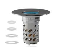 Lotsdonxia 3 in 1 Bathroom Sink Plug, Pop Up Stopper with Filter Basket | Chrome finish brass core, fits 30-46 mm drain holes, removable stainless steel basket, for basin and vanity sink