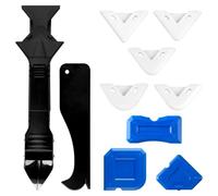 lotsdonxia 3-in-1 Silicone Caulking Tool Kit 9-Piece Sealant Remover & Finishing Set for Bathroom, Kitchen, Sink Tiles - Stainless Steel Scraper, Reusable Pads, Anti-Rust (125g)
