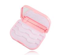 Lotsdonxia 3-Layer Empty Eyelash Case with Built-in Mirror, Portable Plastic False Eyelash Storage Organizer Box for Travel and Daily Makeup Application, Compact Holder (Pink)