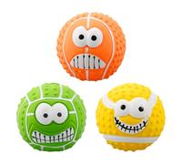 Lotsdonxia 3-Pack Squeaky Dog Balls - Durable Latex Rubber Chew Balls for Small & Medium Puppies, Funny Teeth Cleaning and Interactive Pet Toys
