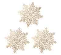 Lotsdonxia 3 Pcs Christmas Snowflake Placemats Set - Washable Heat-Resistant Table Protection Pads with Elegant Festive Designs, PVC Table Mats for Holiday Dining (Gold)