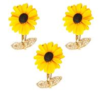 Lotsdonxia 3 Pcs Golden Sunflower Brooch Pins Set - Elegant Rhinestone Sunflower Classic Fashion Brooches Pins for Clothes, Scarves, and Accessories