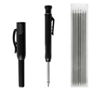 Lotsdonxia 3 Pcs Mechanical Carpenter Pencils Set - Durable Marking Tool Black Metal Pencil, Cap & Refill for Woodworking, Construction, and Drawing