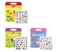 Lotsdonxia 3 Pcs Reusable Sticker Books for Toddlers, Multi-Element Theme Sensory Learning Gift, Travel Educational Toys for Car and Plane Activities (Animals)