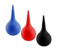 Lotsdonxia 3-Pcs Rubber Ear Syringe Bulb Set, Multi-Colour Black Red Blue - Gentle Ear Cleaner & Nasal Aspirator for Infants & Adults