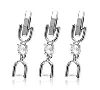 Lotsdonxia 3 Pcs Silver Bracelet Extenders, Crystal Rhinestone Necklace Extension Clasps, White Gold Plated Foldover Jewellery Connectors for Women & DIY Making