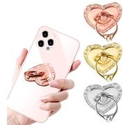 Lotsdonxia 3-Piece Heart-Shaped Metal Phone Ring Holder 360° Rotating Finger Grip for Secure Smartphone Handling Universal Fit for All Smartphones (Multicolor)