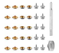 Lotsdonxia 32 Pcs Stainless Steel Screw Snap Fastener Kit - Marine-Grade Press Studs with Tools for Boat Covers, Canvas, Leather & Wood Crafts