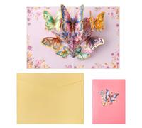 Lotsdonxia 3D Butterfly Pop-Up Greeting Card with Gold Stamping - Elegant Floral Design for Birthdays, Mother’s Day, Valentine’s Gift for Women, Mum, Wife