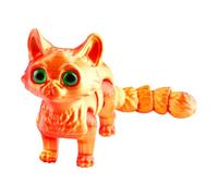 Lotsdonxia 3D Printed Flexible Articulated Cat Figurine - Stress Relief Toy Eco-Friendly Material Unique Home and Office Decor for Teens and Adults (Red+Gold)