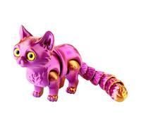 Lotsdonxia 3D Printed Flexible Articulated Cat Figurine - Stress Relief Toy Eco-Friendly Material Unique Home and Office Decor for Teens and Adults (Purple+Gold)