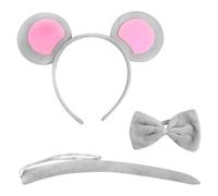 Lotsdonxia 3PCS Little Animal Costume Dress Up Tail Nose Ears Children's Performance Set for Masquerade Ball Holiday Party Dress Up-Mouse