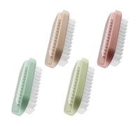 Lotsdonxia 4-Pack Two Sided Nail Cleaning Brushes, Dual Soft and Stiff Bristle Scrubbers with Anti-Slip Grip, Portable Fingernail & Toenail Supplies for Men, Women or Children