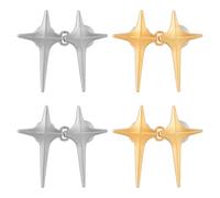 Lotsdonxia 4 Pairs of Waist-Cinching Buttons, Cross-Shaped Star Removable and Adjustable No-Pin Jeans Waist Change Magic Tool for Pants, Dresses, Skirts and Other Clothing (Gold, Silver)