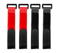 Lotsdonxia 4 Pcs Adjustable Rooster Collar, Black & Red 25x200mm - Durable No Crow Nylon Neckband for Chickens, Ducks & Geese, Noise Reduction Poultry Supplies
