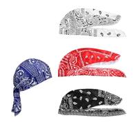 Lotsdonxia 4 Pcs Cooling Helmet Liners - Breathable Skull Cap Bandanas with UV Protection for Cycling, Running and Motorbikes, Moisture-Wicking Multi-Sport Headwear