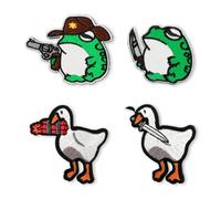 Lotsdonxia 4 Pcs Fun Embroidered Patches, Cute Duck & Frog Designs, Magic Sticker Appliques for Clothing Accessories