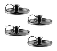 Lotsdonxia 4 Pcs Iron Candle Holders, Sturdy Base and Wide Handle Design, Retro Matte Taper Candlestick Stands for Dining, Halloween, Christmas, Weddings (Black)