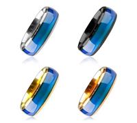 Lotsdonxia 4 Pcs Mood Rings - Stainless Steel Temperature Sensitive Colour Changing Rings for Women & Men, Fashion Accessories in Black, Silver, Gold, Rose Gold for Couples & Gifts