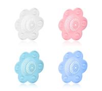 Lotsdonxia 4 Pcs Silicone Flower Shower Drain Hair Catcher Set - Flexible & Durable Sink Strainers for Bathroom Bathtub and Kitchen Drains