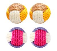 Lotsdonxia 4 Pcs Sisal Cat Toy Balls, Interactive Pet Rolling Toy, Eco-Friendly Scratching and Chewing Ball for Cats & Kittens (Random Color)