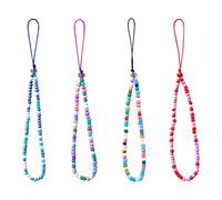 Lotsdonxia 4-Piece Colourful Bead Phone Lanyard Handmade Mobile Charm Multicolour Straps for Adding Style and Security to Your Mobile Phone, Keys or Accessories (19cm)