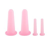 Lotsdonxia 4-Piece Silicone Cupping Set, Facial SND Body Vacuum Massage Cups for Lymphatic Drainage, Anti-Cellulite, Neck and Back (Pink)