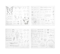 Lotsdonxia 4 Sheets Small Semi-Permanent Tattoos for Women, Grey Realistic Tiny Finger Tattoos, Last 1-2 Weeks, Waterproof Floral & Quote Designs
